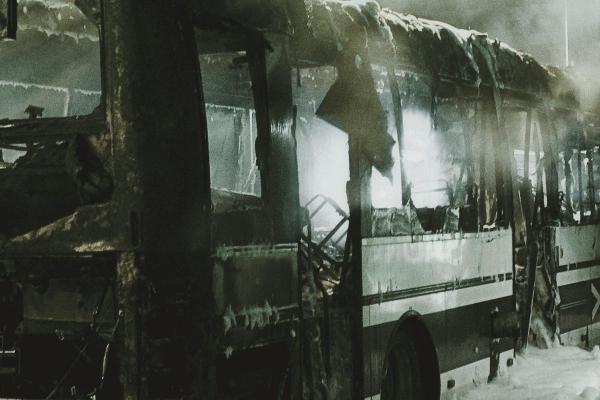 An image of a burned out bus.